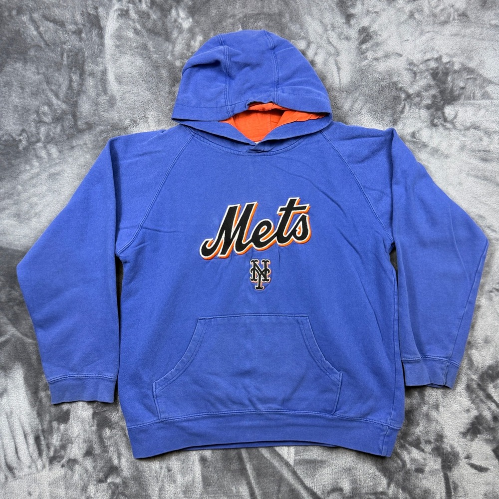 Genuine Merchandise Hoodie Youth 16/18 Blue MLB New York Mets Embroidered Raglan